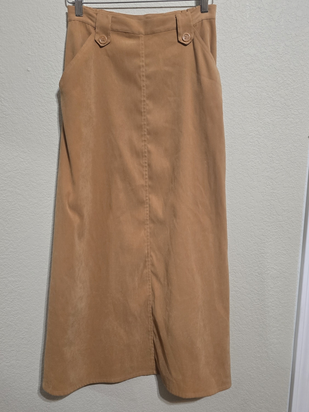 Chadwicks Camel Maxi Skirt with Buttoned Waist Tabs
